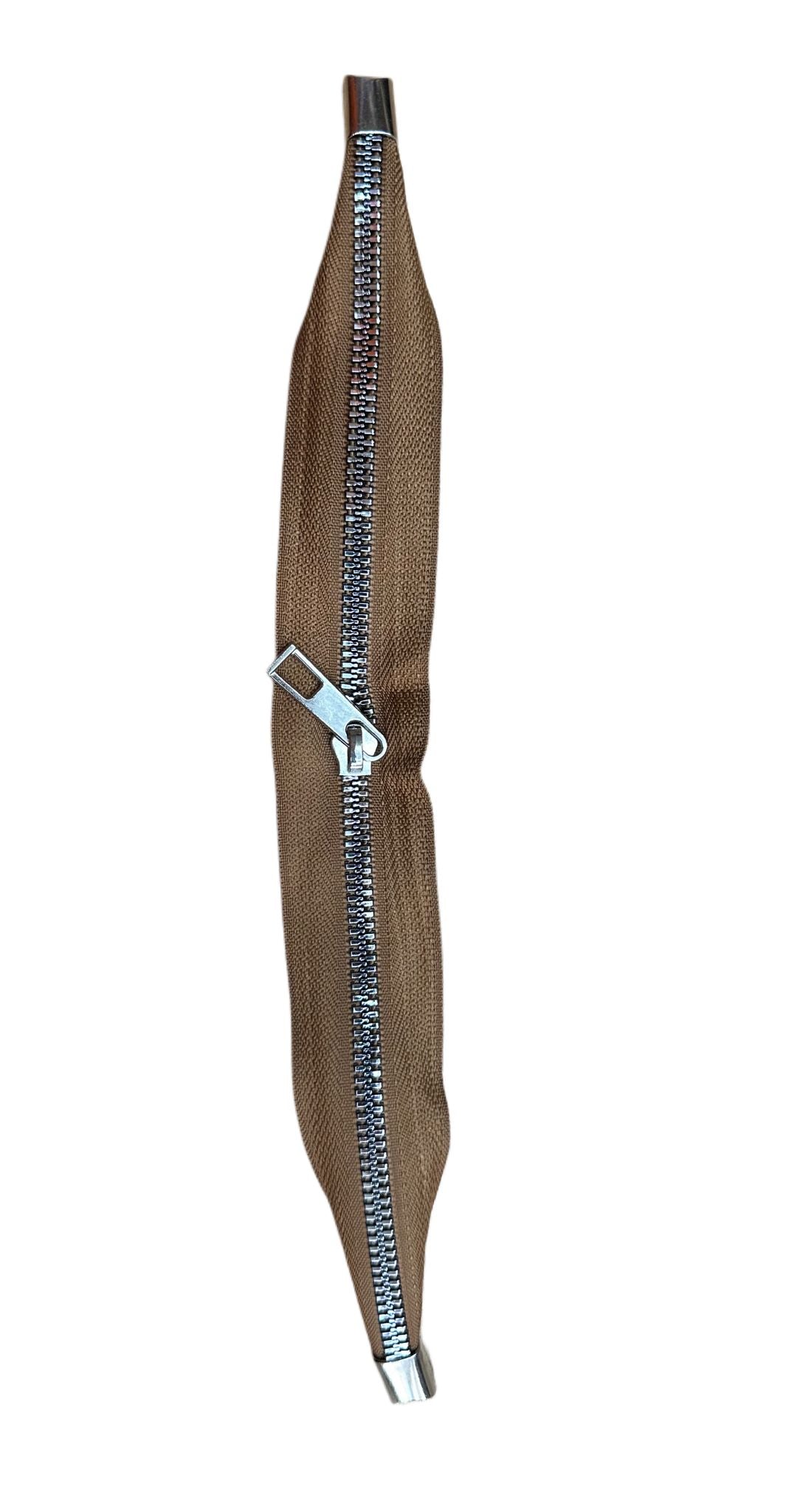 Çanta Fermuarı Dip Kapalı 30 cm Taba Gümüş Diş