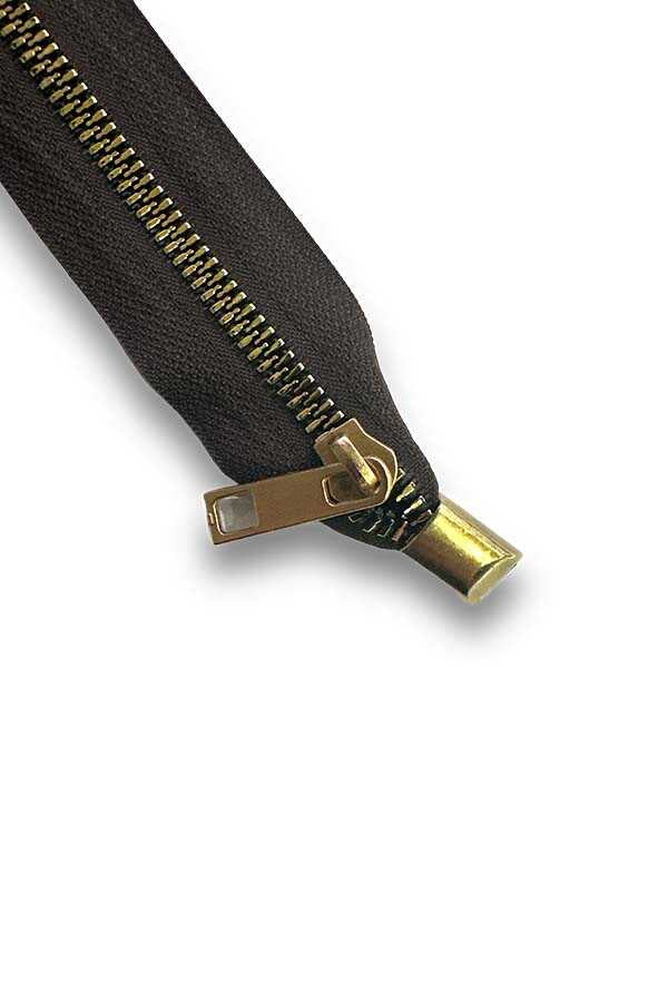 Çanta Fermuarı Dip Kapalı 30 cm Kahverengi Sarı Diş