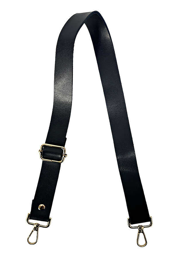 Çanta Sapı Ayarlı Deri 2.5 cm Siyah Toka Gold