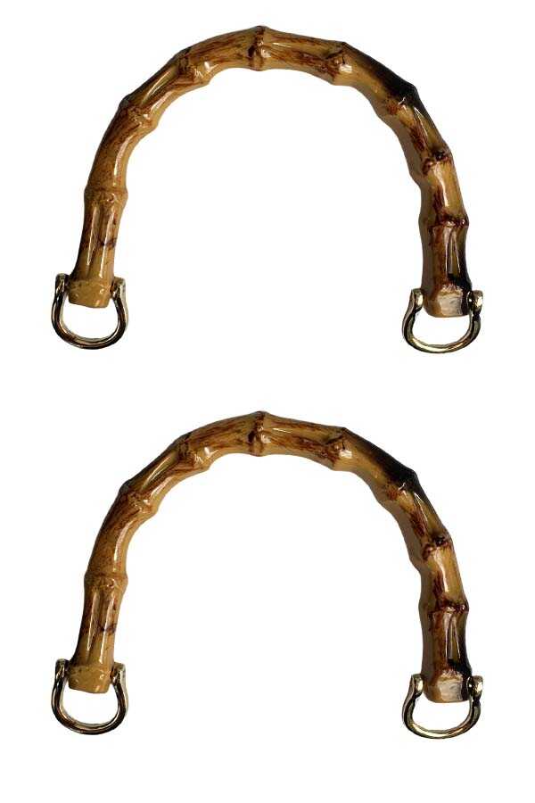 Çanta Sapı Bambu Görünümlü Akrilik Uçları Demirli U Model 13 Cm