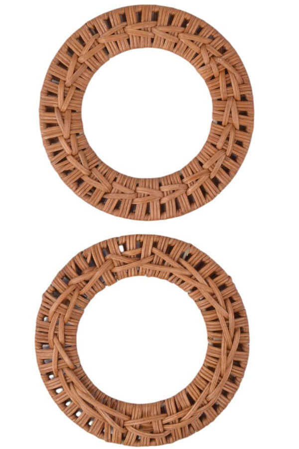 Çanta Sapı Bambu Örgülü O Model Doğal Ahşap 15 cm