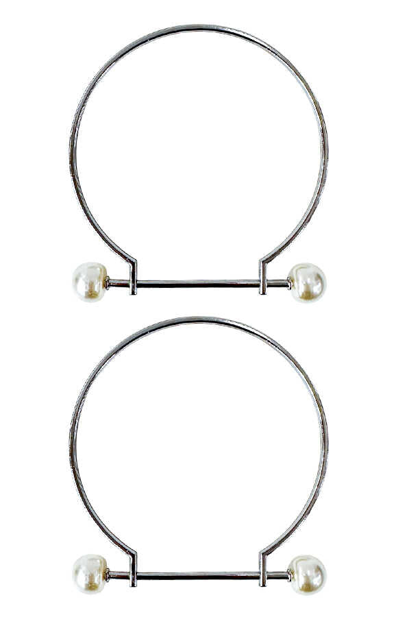 Çanta Sapı Metal Köprülü İncili 9 cm Nikel