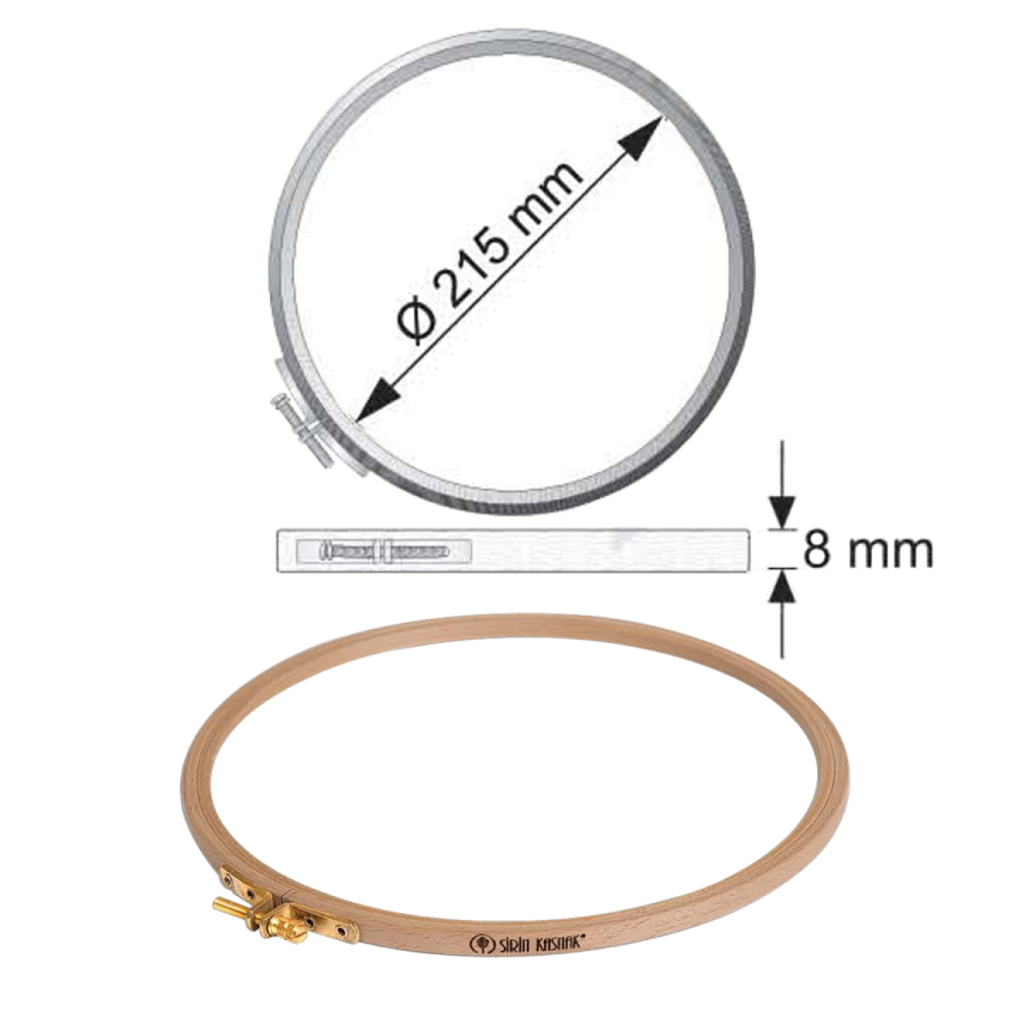 Şirin Vidasız Yuvarlak Nakış Kasnağı - 185 mm - 8 mm - 201/4