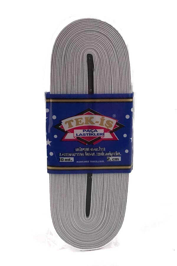 Tek-İş Lastik Paça 2 Cm Beyaz 10 Mt