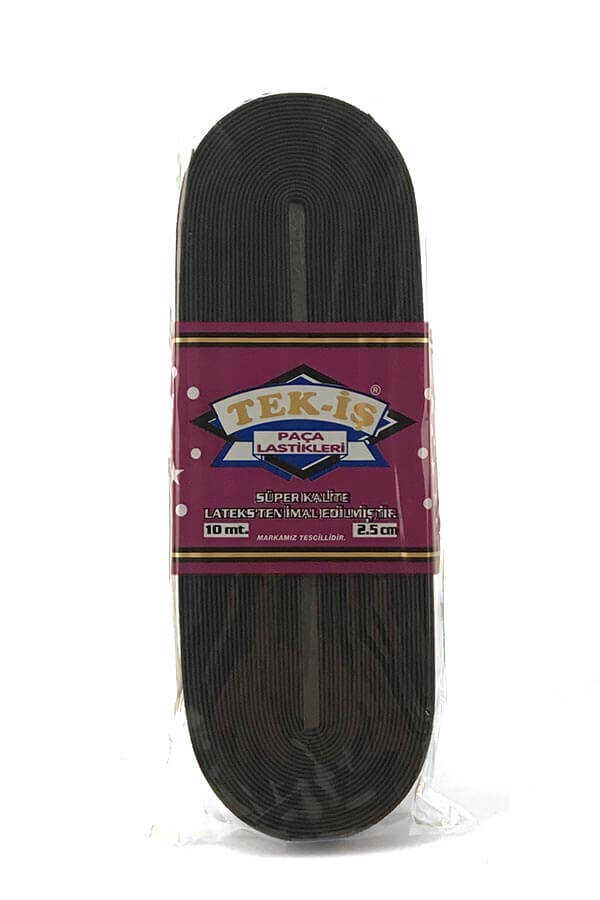 Tek-İş Lastik Paça 2,5 Cm Siyah 10 Mt
