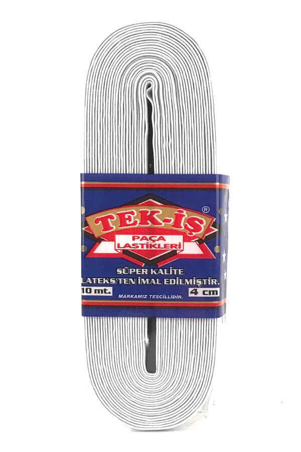Tek-İş Lastik Paça 4 Cm Beyaz 10 Mt