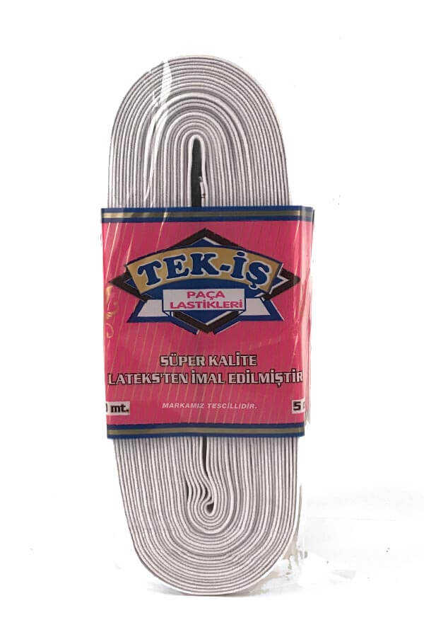 Tek-İş Lastik Paça 5 Cm Beyaz 10 Mt
