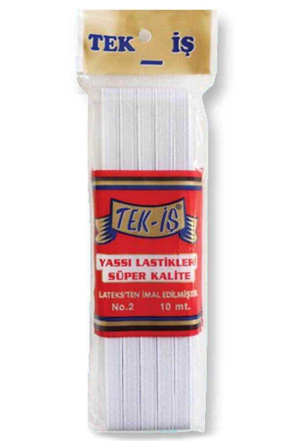 Tek-İş Yassı Lastik No:2 Beyaz 10 Mt