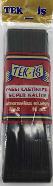 Tek-İş Yassı Lastik No:2 Siyah 10 Mt