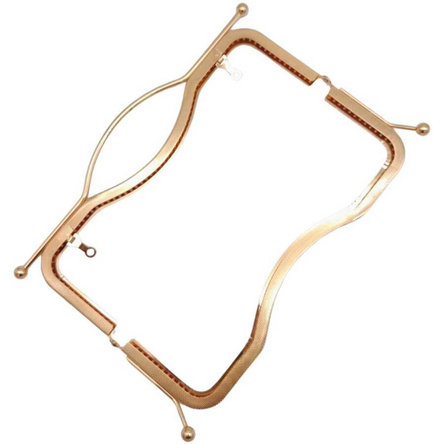 Üstten Tutmalı Klipsi Çanta Bursu Metal Altın Rengi 27 cm