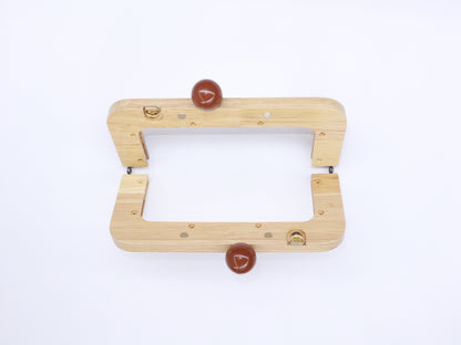 Ahşap Mıknatıslı Çanta Bursu Dikdörtgen Kahverengi