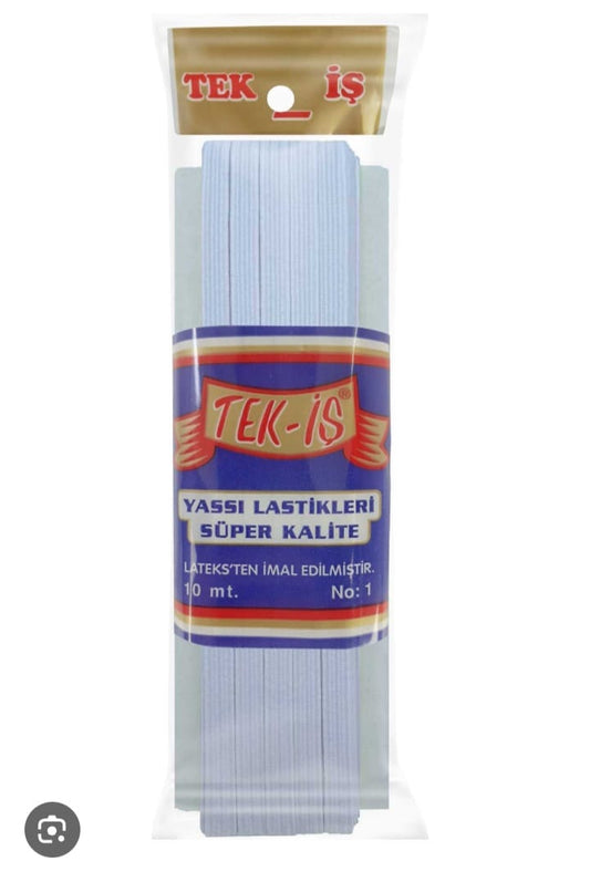 Tek-İş Yassı Lastik No:1 Beyaz 10 Mt