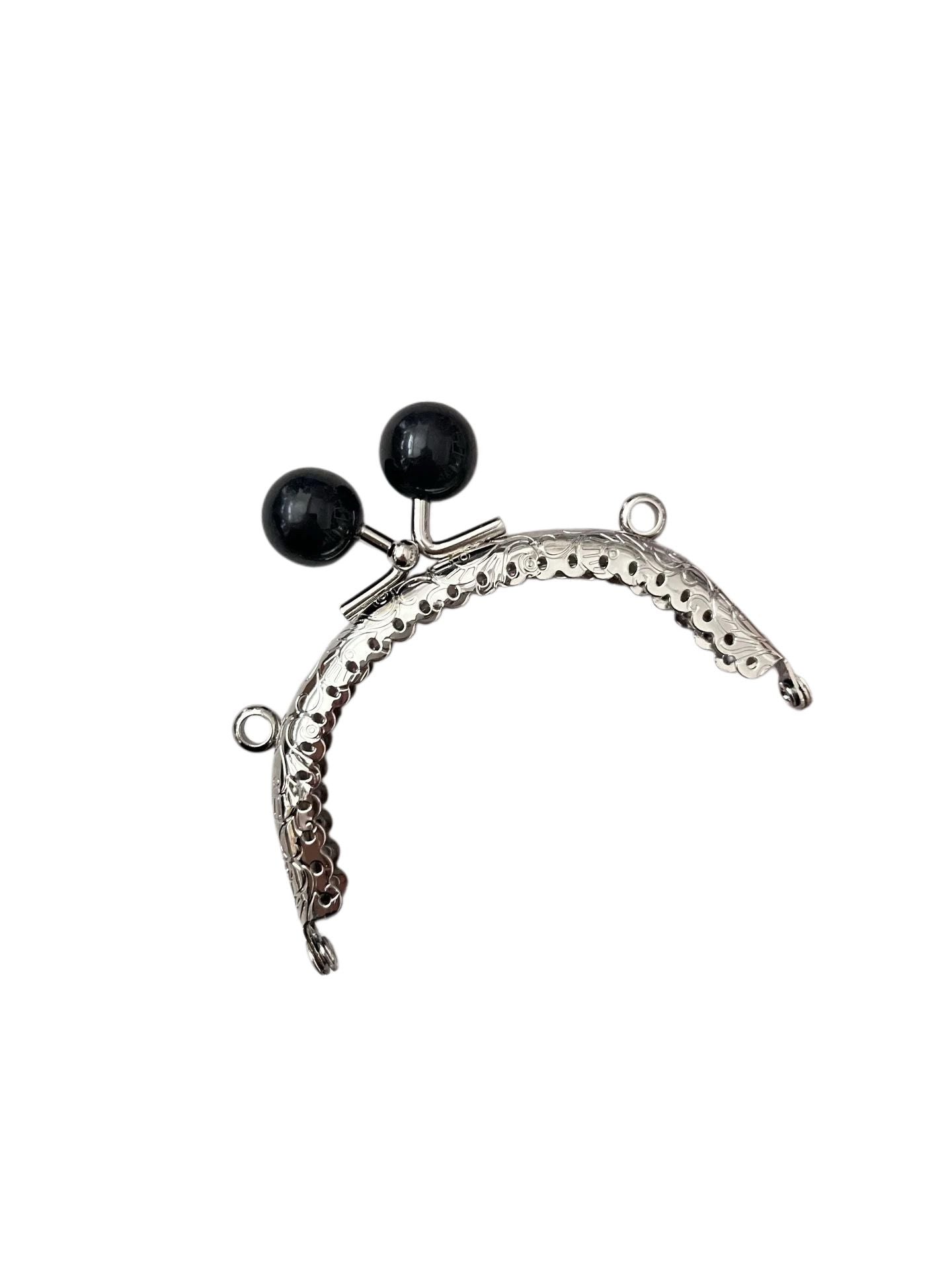 Çanta ve Cüzdan Klips Siyah İnci  Başlıklı Oval 8.50 cm Nikel