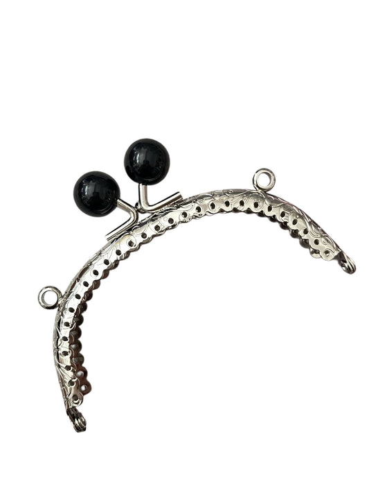 Çanta ve Cüzdan Klips Siyah İnci  Başlıklı Oval 10.50 cm Nikel