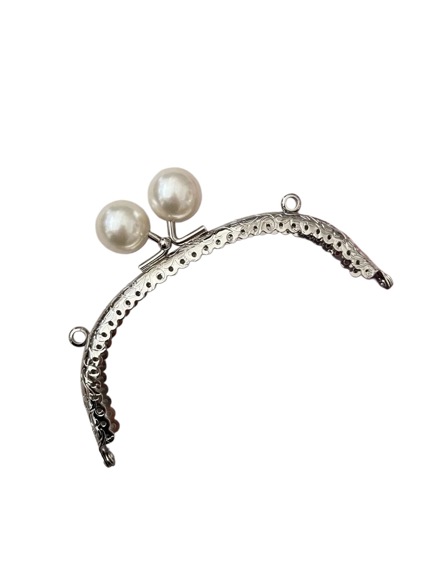 Çanta ve Cüzdan Klips  İnci  Başlıklı Oval 12.50 cm Nikel