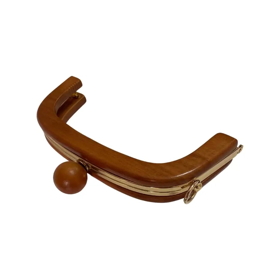 Ahşap Çanta Burs Metal Detaylı 21x13 cm Koyu Ahşap Rengi