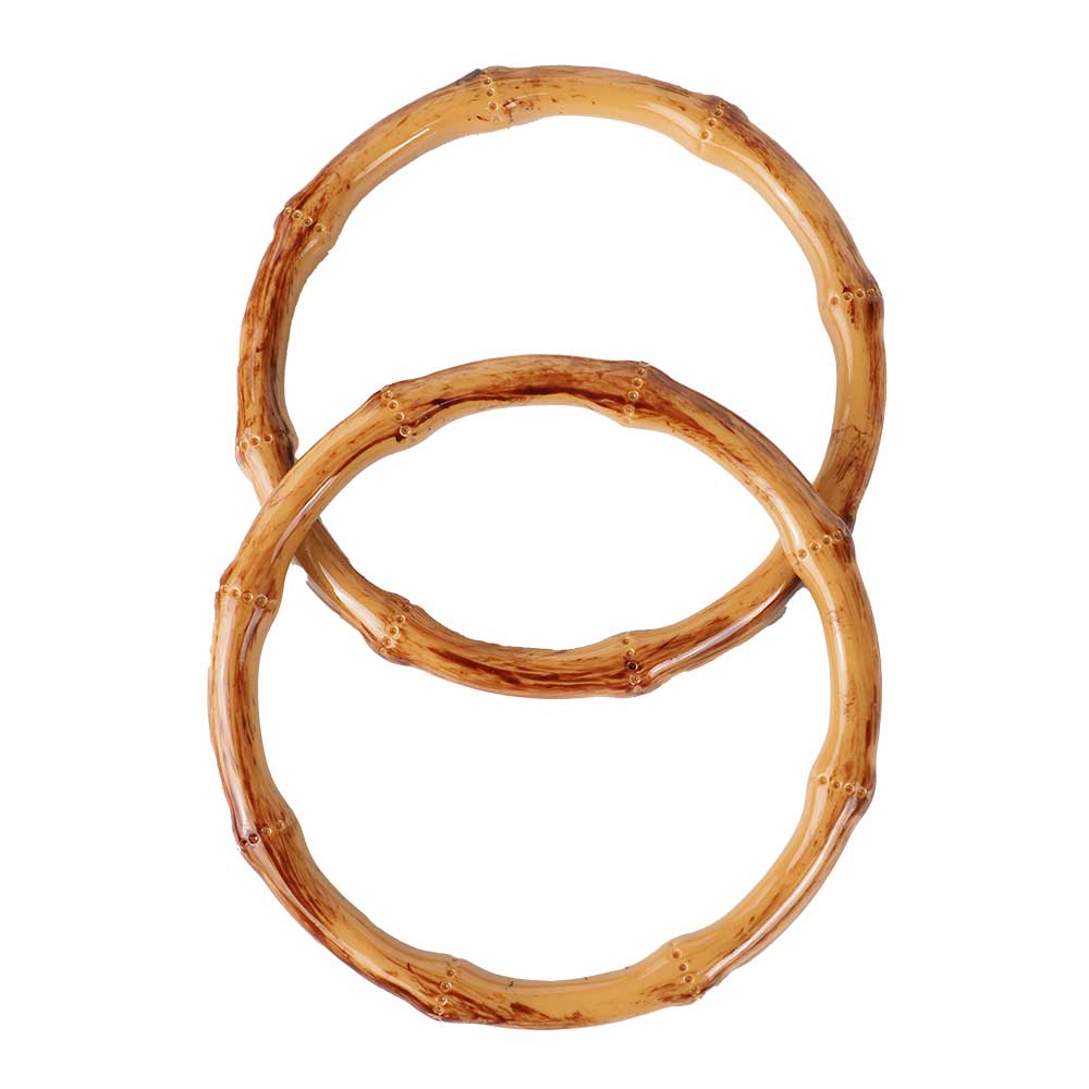 Akrilik Bambu Görünümlü Yuvarlak Çanta Sapı Ahşap Renk 12 cm