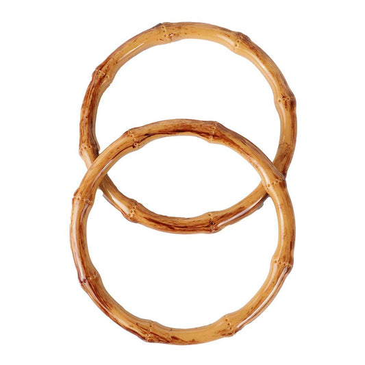 Akrilik Bambu Görünümlü Yuvarlak Çanta Sapı Ahşap Renk 12 cm