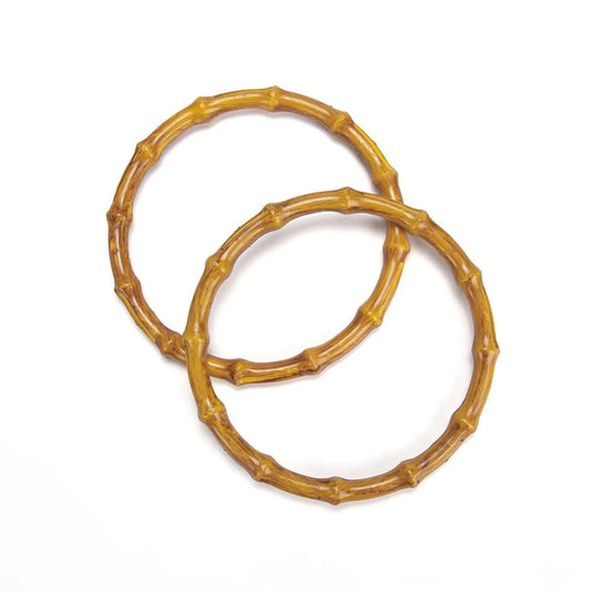 Akrilik Bambu Görünümlü Yuvarlak Çanta Sapı Ahşap Renk 15 cm