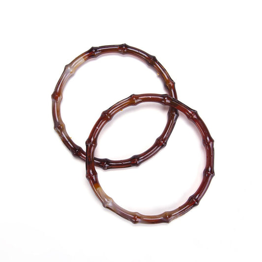 Akrilik Bambu Görünümlü Yuvarlak Çanta Sapı Kehribar Renk 15 cm