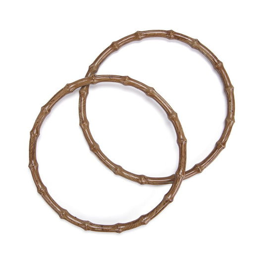 Akrilik Bambu Görünümlü Yuvarlak Çanta Sapı 20 cm Kahverengi