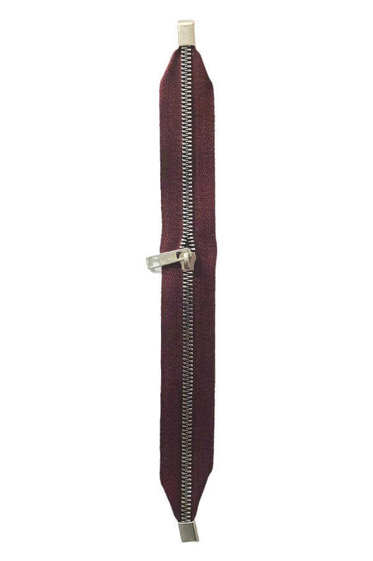Çanta Fermuarı Dip Kapalı 30 cm Bordo Gümüş Diş