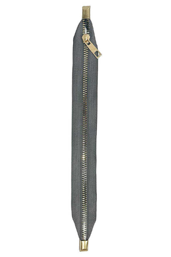 Çanta Fermuarı Dip Kapalı 30 cm Gri Sarı Diş