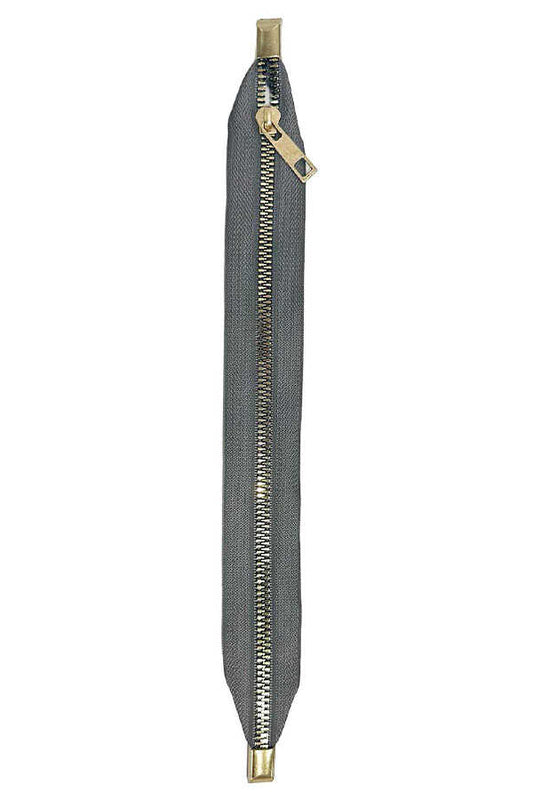 Çanta Fermuarı Dip Kapalı 30 cm Gri Sarı Diş