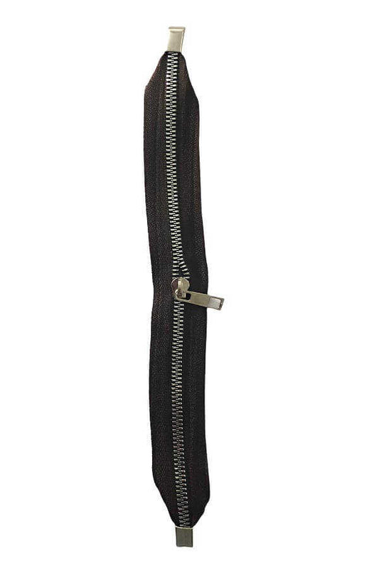 Çanta Fermuarı Dip Kapalı 30 cm Kahve Gümüş Diş