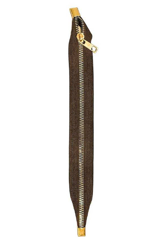 Çanta Fermuarı Dip Kapalı 30 cm Kahverengi Sarı Diş