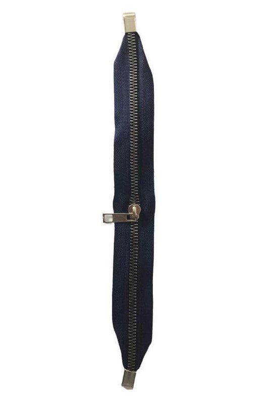 Çanta Fermuarı Dip Kapalı 30 cm Lacivert Gümüş Diş