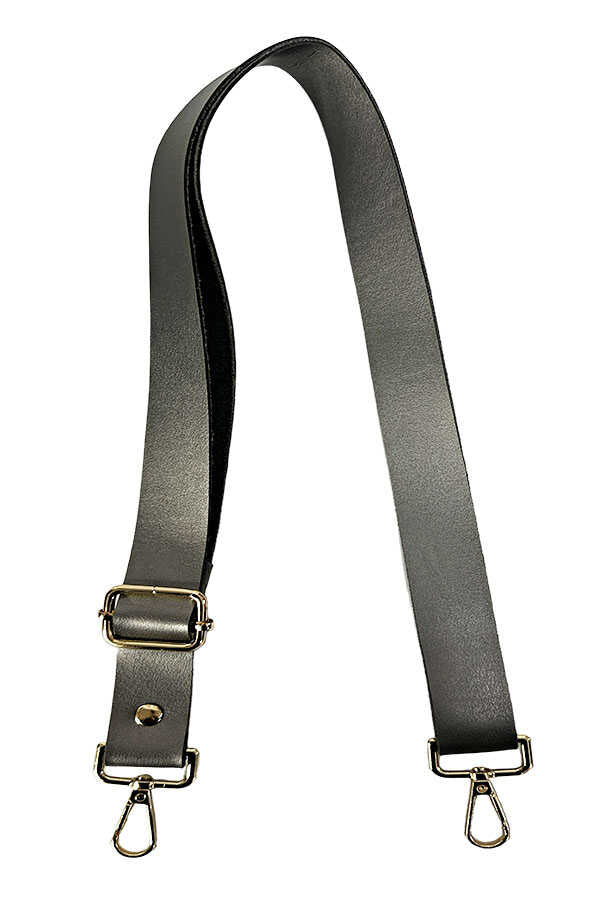 Çanta Sapı Ayarlı Deri 2.5 cm Gri  Toka Gold