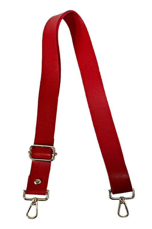 Çanta Sapı Ayarlı Deri 2.5 cm Kırmızı Toka Gold