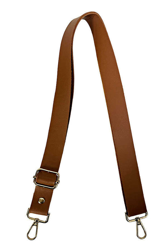 Çanta Sapı Ayarlı Deri 2.5 cm Taba Toka Gold