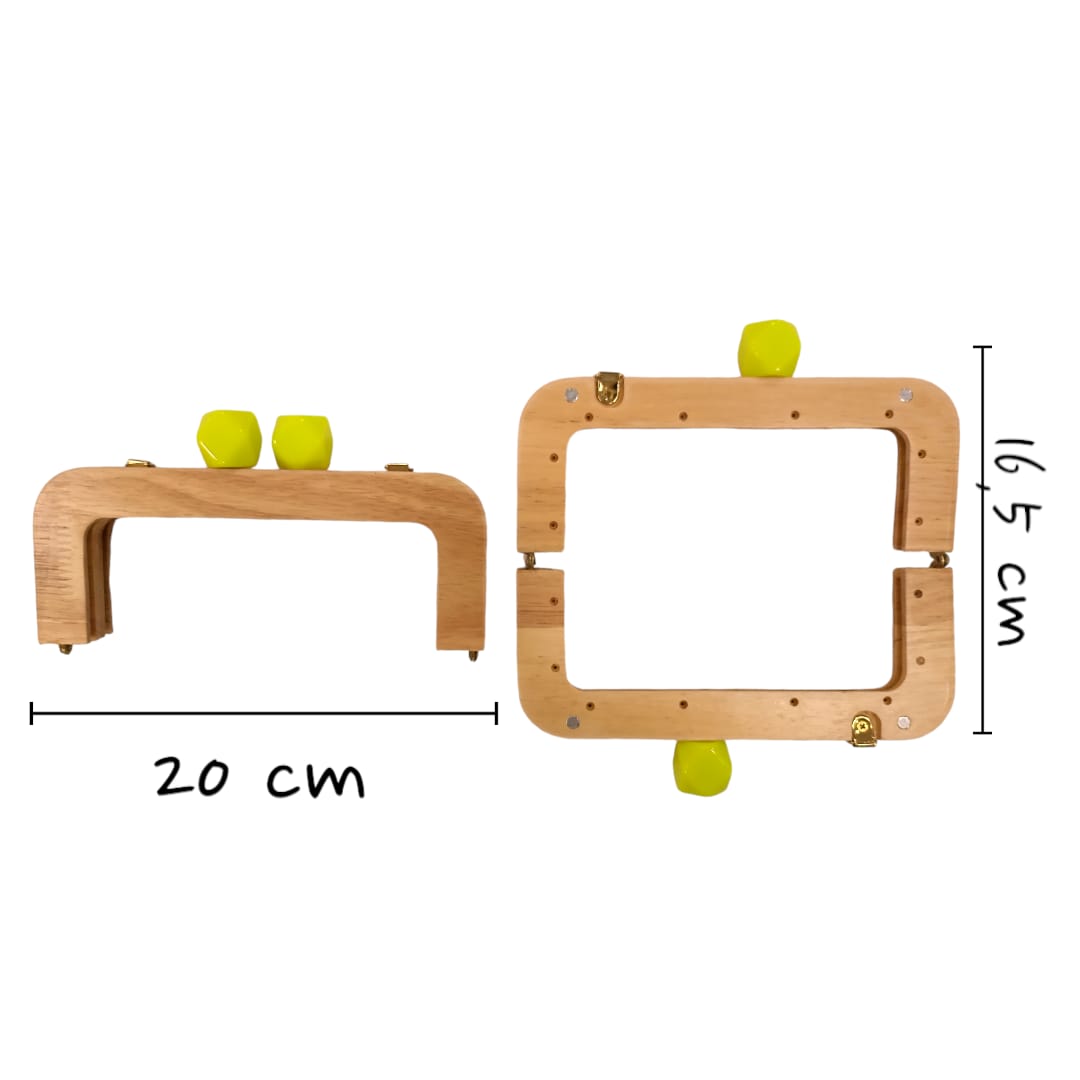 Ahşap Mıknatıslı Çanta Bursu Dikdörtgen Sarı