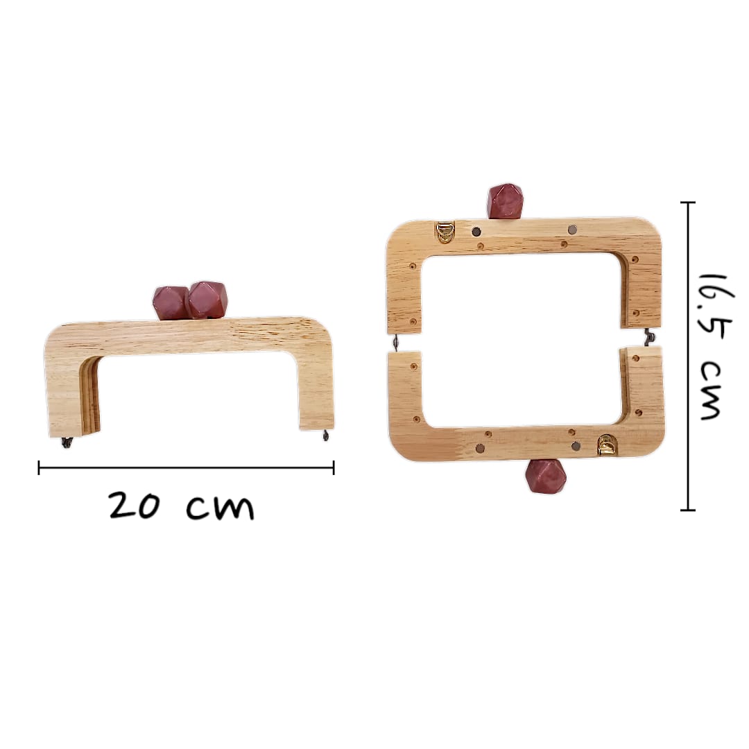 Ahşap Mıknatıslı Çanta Bursu Dikdörtgen Bordo
