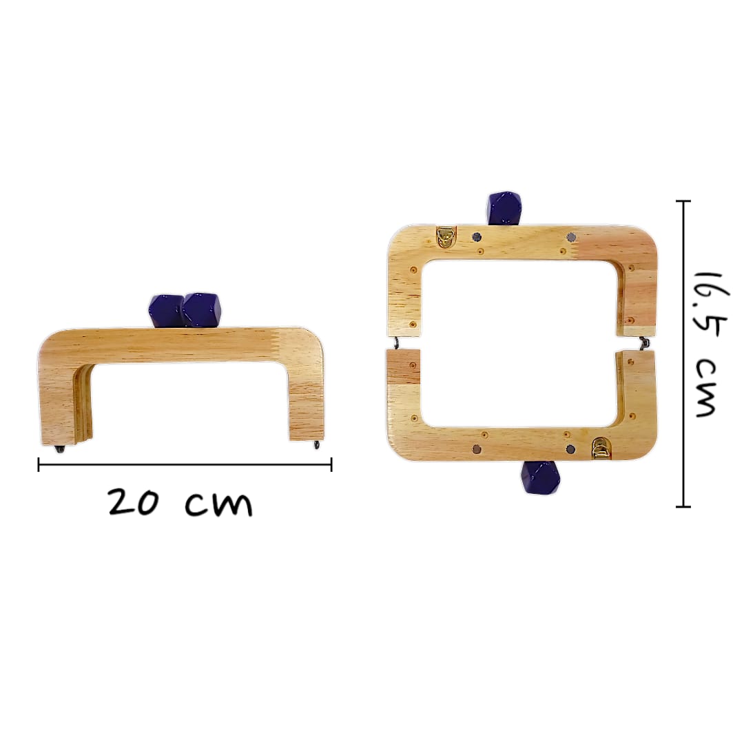 Ahşap Mıknatıslı Çanta Bursu Dikdörtgen Lacivert