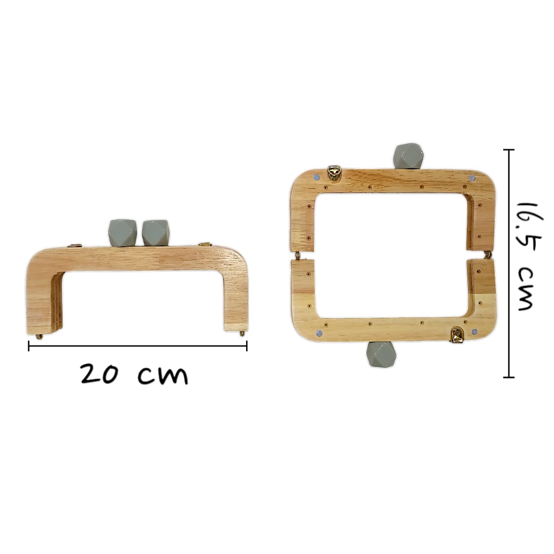 Ahşap Mıknatıslı Çanta Bursu Dikdörtgen Gri