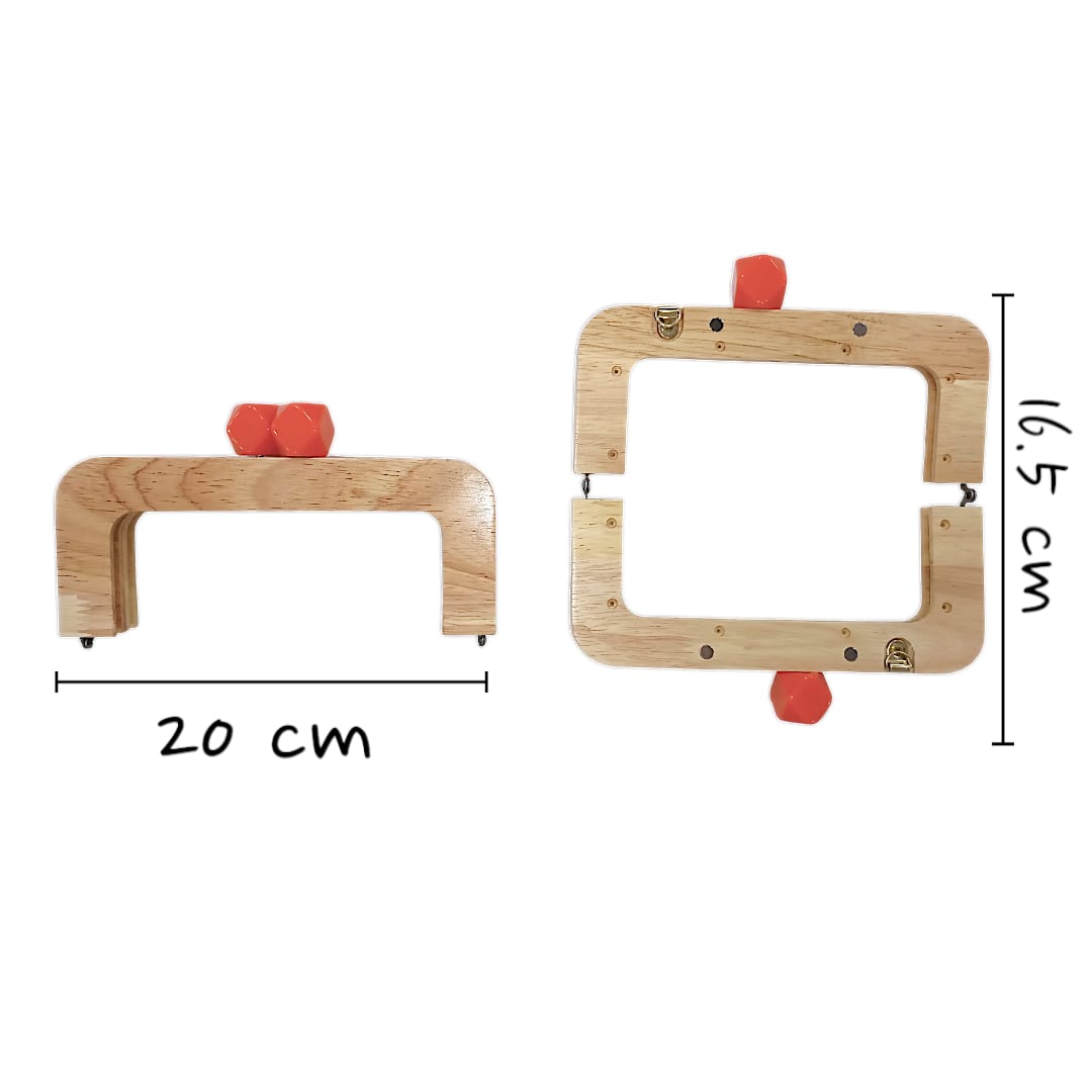 Ahşap Mıknatıslı Çanta Bursu Dikdörtgen Turuncu
