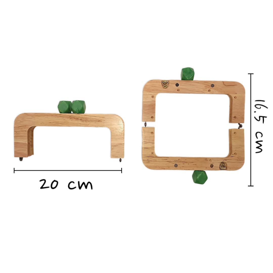 Ahşap Mıknatıslı Çanta Bursu Dikdörtgen Zümrüt